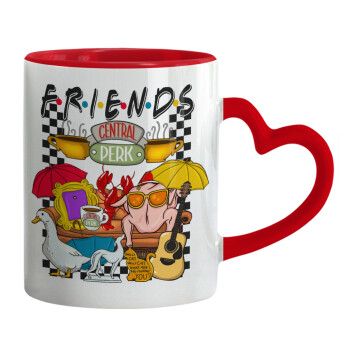 Friends, Mug heart red handle, ceramic, 330ml