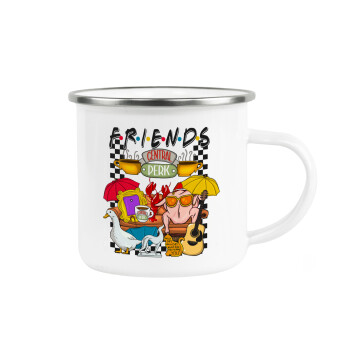 Friends, Metallic enamel cup white 360ml