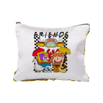 Friends, Sequin Gold Pouch Cosmetic Bag