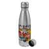 Metallic water bottle, stainless steel, 750ml