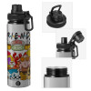 Metallic water bottle with safety cap, 850ml aluminum