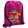 Backpack pouch GYMBAG Fuchsia, with pocket (40x48cm) & thick cords