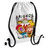 Backpack pouch GYMBAG white, with pocket (40x48cm) & thick cords