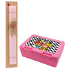 Easter Set, children's snack container PINK & scented flat Easter candle (30cm) (PINK)