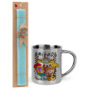 Easter Set, metallic thermal cup (300ml) & aromatic flat Easter candle (30cm) (TURQUOISE)