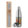 Easter Set, metallic stainless thermos flask (500ml) & scented flat Easter candle (30cm) (GRAY)