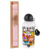 Easter Set, metallic aluminum bottle (500ml) & aromatic flat Easter candle (30cm) (PINK)