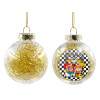 Transparent Christmas tree ball ornament with gold filling 8cm