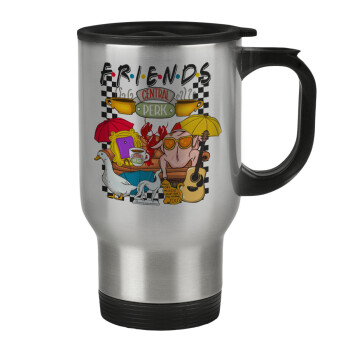 Friends, Stainless steel travel mug with lid, double wall 450ml