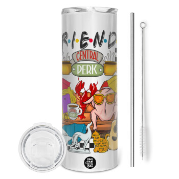 Friends, Tumbler stainless steel 600ml, with metal straw & cleaning brush