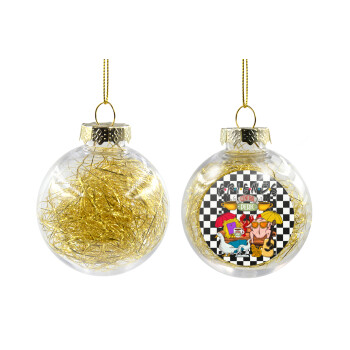 Friends, Transparent Christmas tree ball ornament with gold filling 8cm