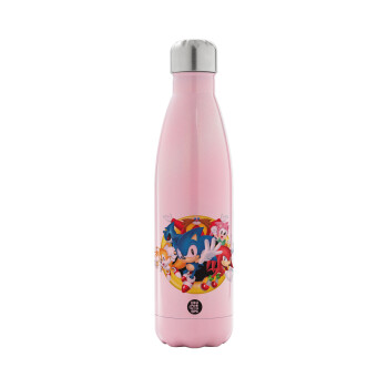 Sonic and friends, Metal mug thermos Pink Iridiscent (Stainless steel), double wall, 500ml