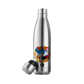 Sonic and friends, Μεταλλικό παγούρι θερμός Inox (Stainless steel), διπλού τοιχώματος, 500ml