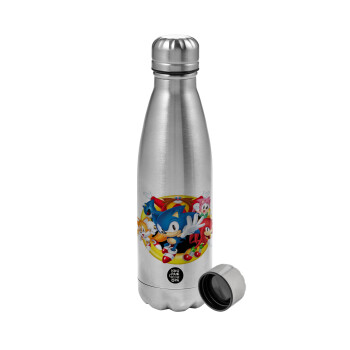 Sonic and friends, Metallic water bottle, stainless steel, 750ml