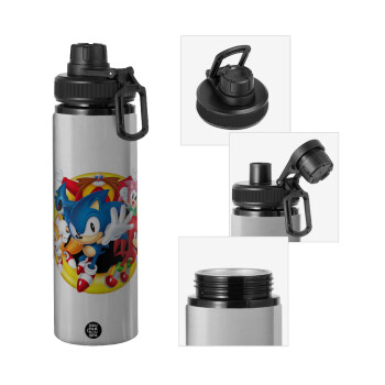 Sonic and friends, Metallic water bottle with safety cap, 850ml aluminum