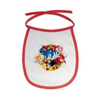 Sonic and friends, Σαλιάρα μωρού αλέκιαστη με κορδόνι Κόκκινη