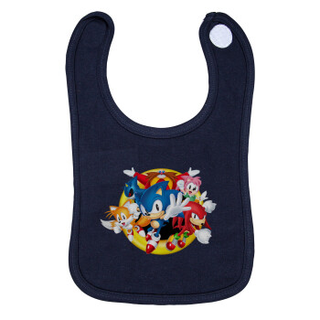 Sonic and friends, Σαλιάρα με Σκρατς 100% Organic Cotton Μπλε (0-18 months)