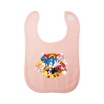 Sonic and friends, Σαλιάρα με Σκρατς ΡΟΖ 100% Organic Cotton (0-18 months)