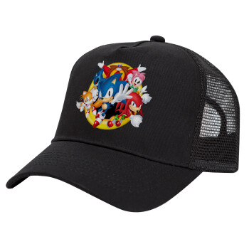 Sonic and friends, Καπέλο Trucker με Δίχτυ, Μαύρο, (ΒΑΜΒΑΚΕΡΟ, ΠΑΙΔΙΚΟ, UNISEX, ONE SIZE)