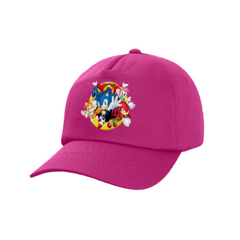 Sonic and friends, Children's Baseball Cap, 100% Cotton Twill, Fuchsia (COTTON, CHILDREN'S, UNISEX, ONE SIZE)