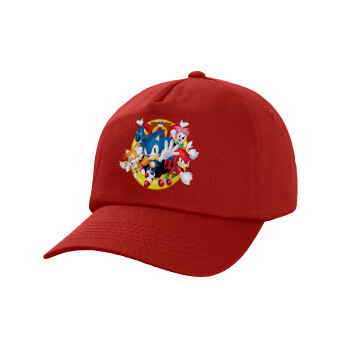 Sonic and friends, Καπέλο παιδικό Baseball, 100% Βαμβακερό Twill, Κόκκινο (ΒΑΜΒΑΚΕΡΟ, ΠΑΙΔΙΚΟ, UNISEX, ONE SIZE)