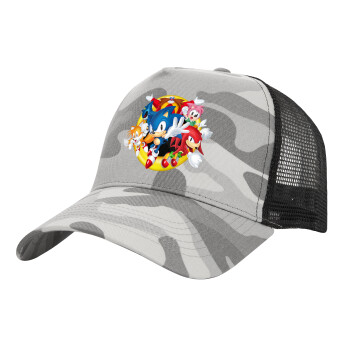 Sonic and friends, Adult Structured Trucker Hat, with Mesh, (Camouflage) Army Camo (100% COTTON, ADULT, UNISEX, ONE SIZE)