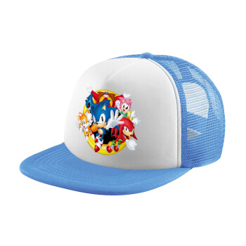 Sonic and friends, Child's Soft Trucker Hat with Blue/White Mesh (POLYESTER, CHILD, ONE SIZE)