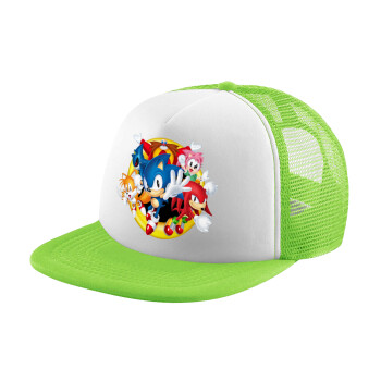 Sonic and friends, Child's Soft Trucker Hat with Green/White Mesh (POLYESTER, CHILDREN'S, ONE SIZE)