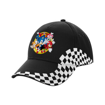 Sonic and friends, Adult Ultimate BLACK RACING Cap, (100% COTTON DRILL, ADULT, UNISEX, ONE SIZE)