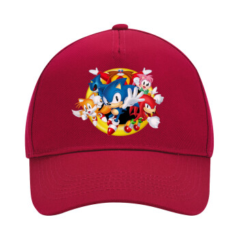 Sonic and friends, Adult Ultimate Hat RED, (100% COTTON DRILL, ADULT, UNISEX, ONE SIZE)