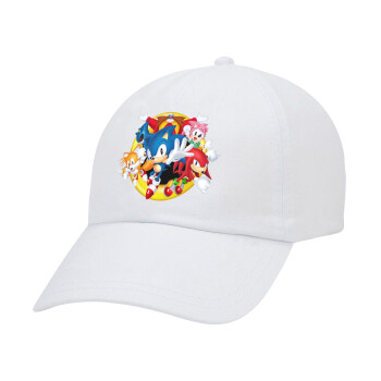 Sonic and friends, Adult Baseball Cap White 5-panel (POLYESTER, ADULT, UNISEX, ONE SIZE)