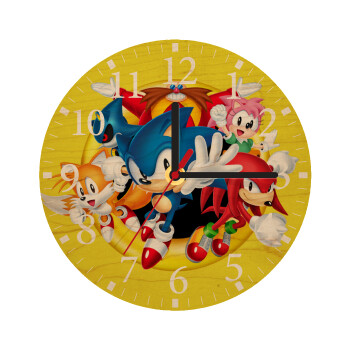 Sonic and friends, Ρολόι τοίχου ξύλινο plywood (20cm)