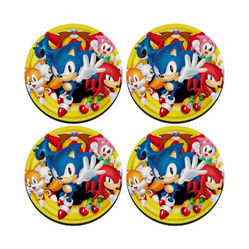 Sonic and friends, SET of 4 round wooden coasters (9cm)