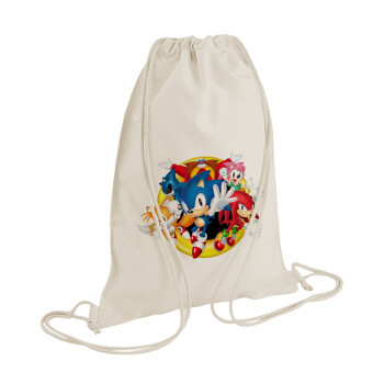 Sonic and friends, Backpack bag GYMBAG natural (28x40cm)