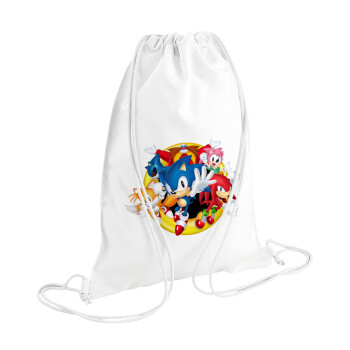 Sonic and friends, Backpack pouch GYMBAG white (28x40cm)