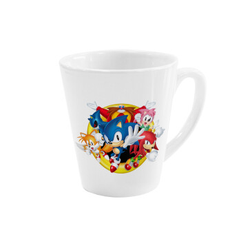 Sonic and friends, Κούπα κωνική Latte Λευκή, κεραμική, 300ml