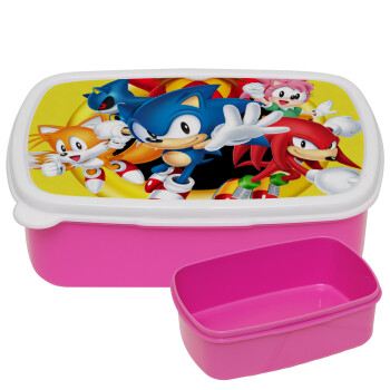 Sonic and friends, ΡΟΖ παιδικό δοχείο φαγητού (lunchbox) πλαστικό (BPA-FREE) Lunch Βox M18 x Π13 x Υ6cm