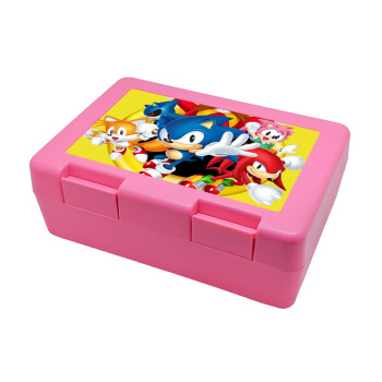 Sonic and friends, Children's cookie container PINK 185x128x65mm (BPA free plastic)