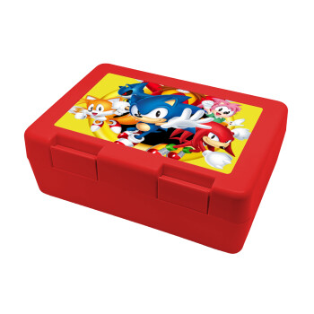 Sonic and friends, Παιδικό δοχείο κολατσιού ΚΟΚΚΙΝΟ 185x128x65mm (BPA free πλαστικό)