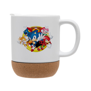 Sonic and friends, Κούπα, κεραμική με βάση φελού και καπάκι (ΜΑΤ), 330ml (1 τεμάχιο)