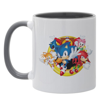 Sonic and friends, Κούπα χρωματιστή γκρι, κεραμική, 330ml