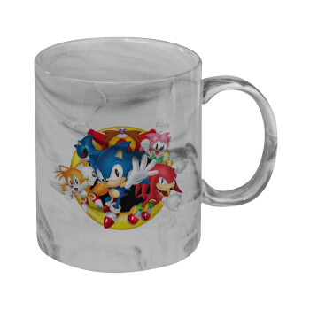 Sonic and friends, Mug ceramic marble style, 330ml