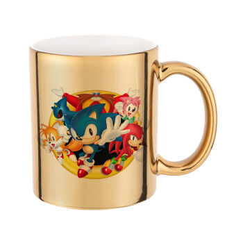 Sonic and friends, Mug ceramic, gold mirror, 330ml