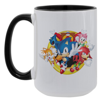 Sonic and friends, Κούπα Mega 15oz, κεραμική Μαύρη, 450ml