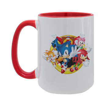 Sonic and friends, Κούπα Mega 15oz, κεραμική Κόκκινη, 450ml