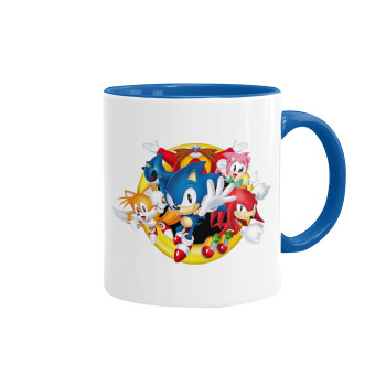 Sonic and friends, Κούπα χρωματιστή μπλε, κεραμική, 330ml