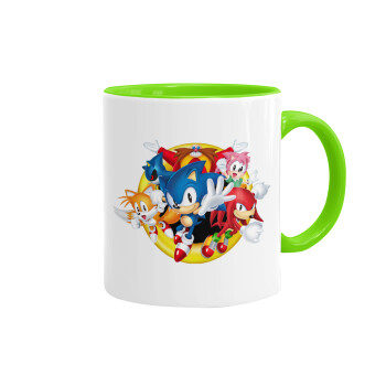 Sonic and friends, Κούπα χρωματιστή βεραμάν, κεραμική, 330ml