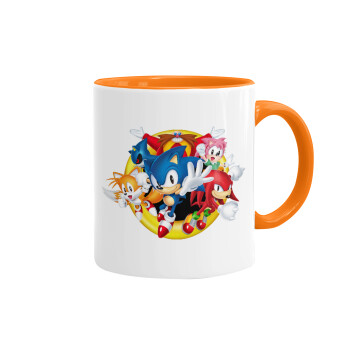 Sonic and friends, Mug colored orange, ceramic, 330ml