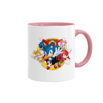 Sonic and friends, Κούπα χρωματιστή ροζ, κεραμική, 330ml