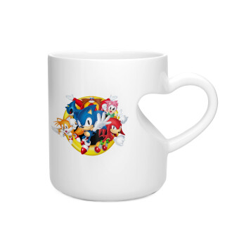 Sonic and friends, Κούπα καρδιά λευκή, κεραμική, 330ml